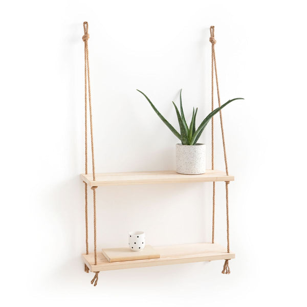 Etagère 2 tablettes en pin et sisal HYROME naturel