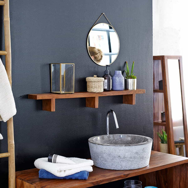 Étagère de salle de bain Clyde en palissandre naturel