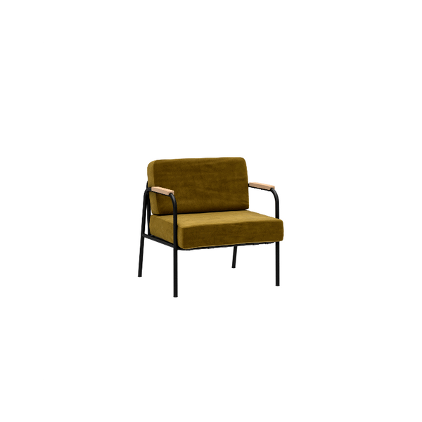 Fauteuil Yari en velours ocre