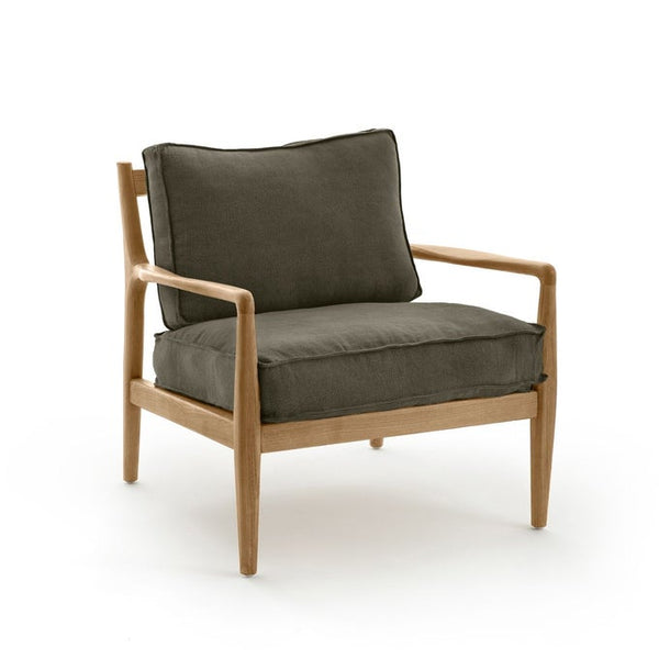 Fauteuil toile lin, SERAKHIS kaki