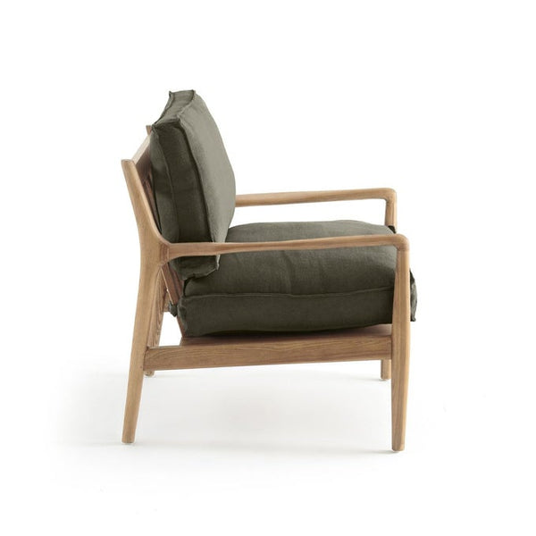 Fauteuil toile lin, SERAKHIS kaki