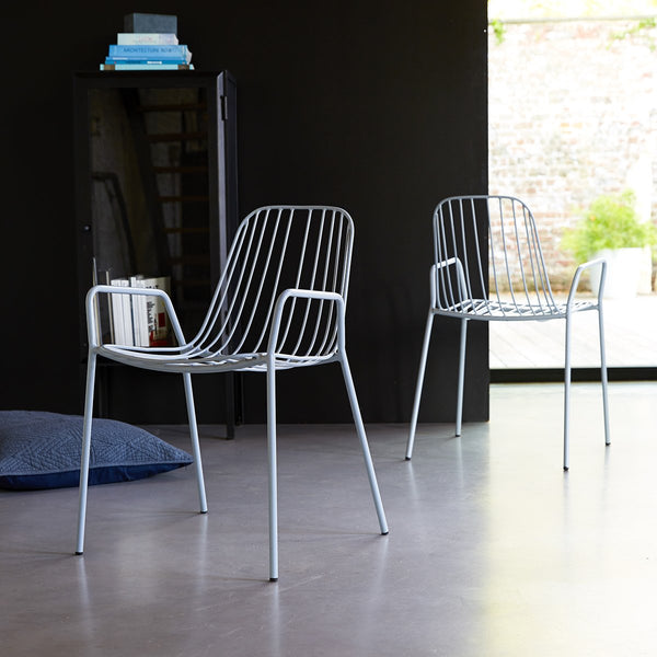 Fauteuil, BARROW, en métal, bleu gris