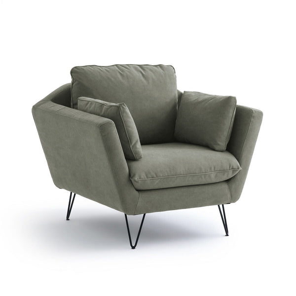 Fauteuil Euphrate en coton kaki