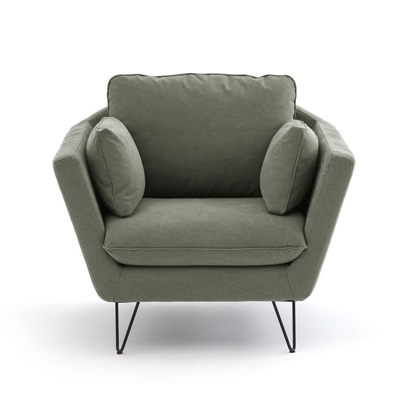 Fauteuil Euphrate en coton kaki