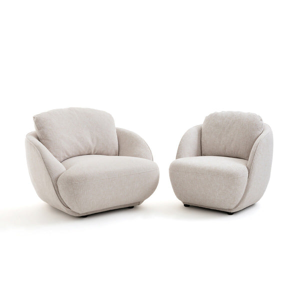 Fauteuil boule tissu coton chiné, Fecht grège