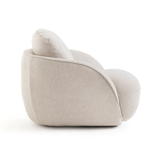 Fauteuil boule tissu coton chiné, Fecht grège