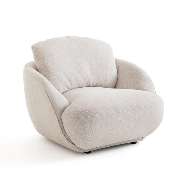 Fauteuil boule tissu coton chiné, Fecht grège