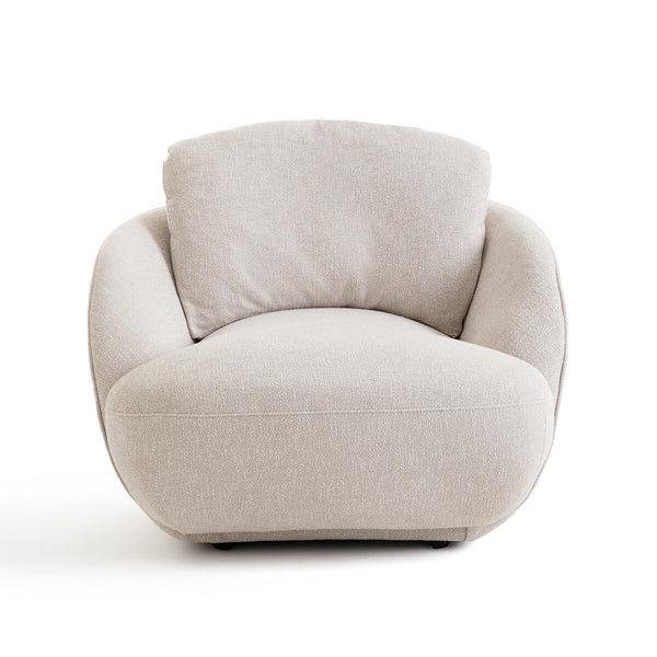 Fauteuil boule tissu coton chiné, Fecht grège
