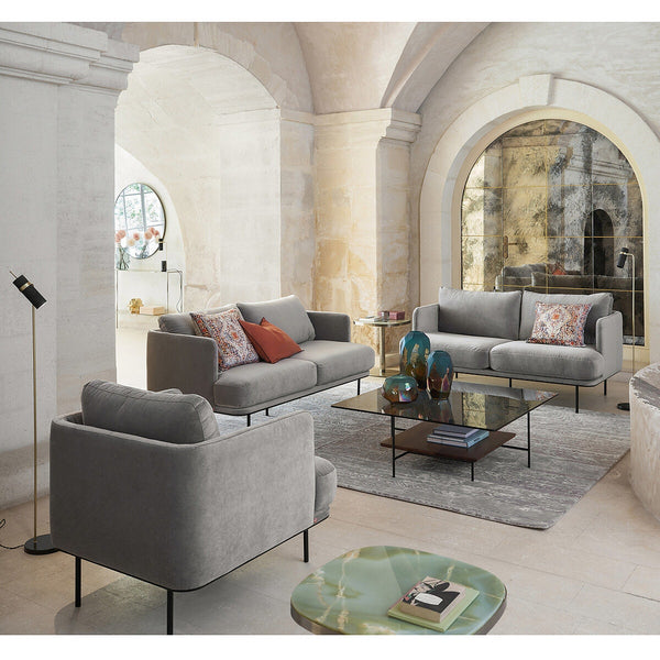Fauteuil stonewahed polyester lin, FEUILLADE