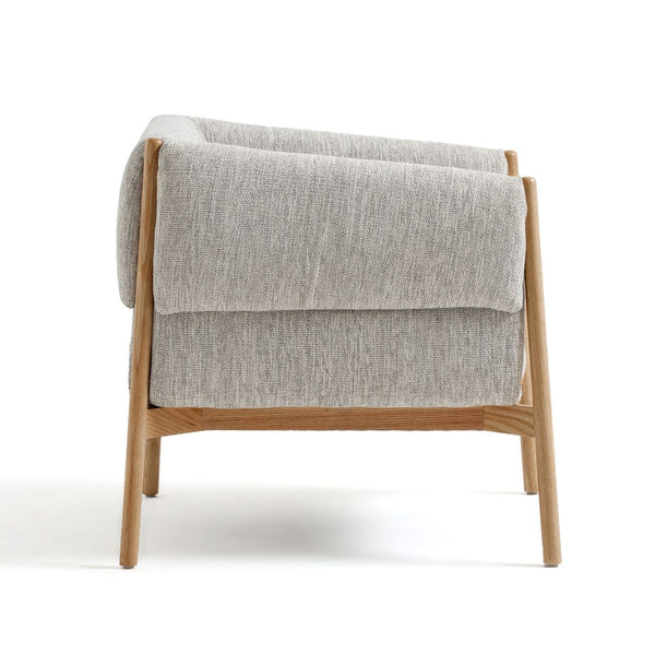Fauteuil toile chinée effet bouclette FURAN, gris clair