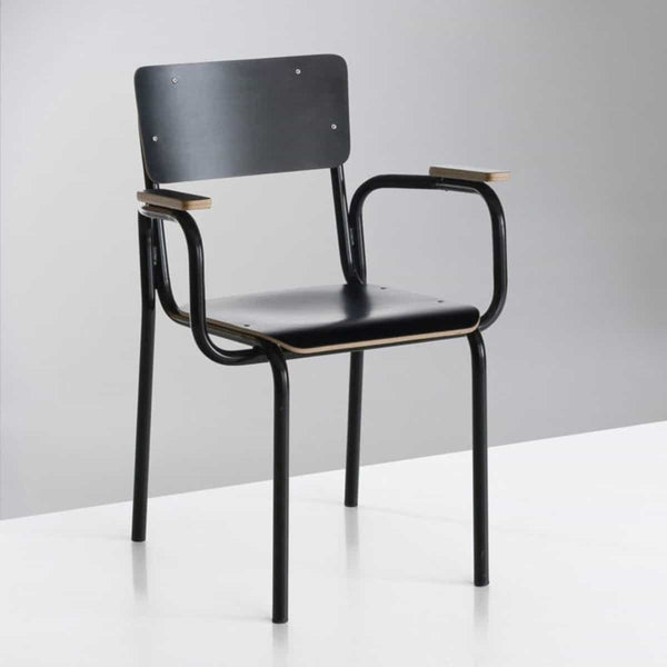Fauteuil Mendoza en hêtre  et acier noir