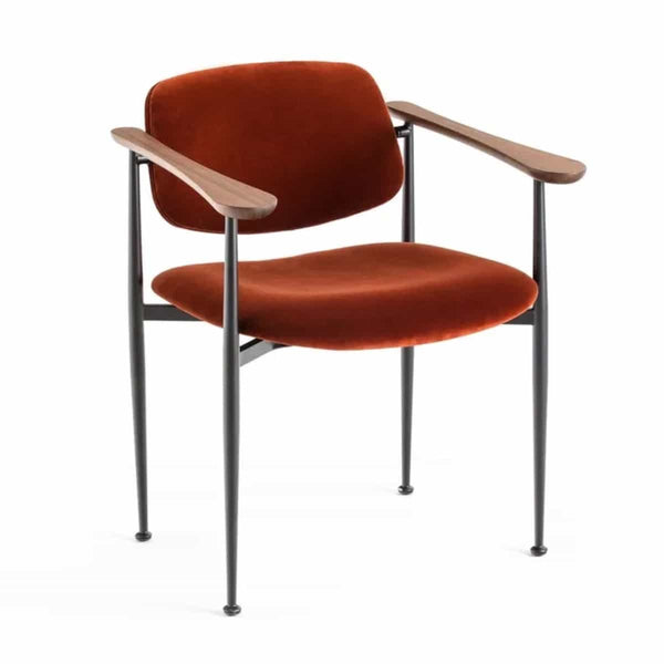 Fauteuil Tarija en acier, noyer et coton