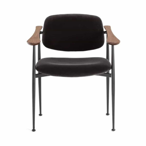 Fauteuil Tarija en acier, noyer et coton