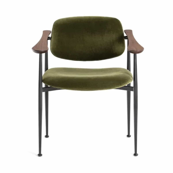 Fauteuil Tarija en acier, noyer et coton