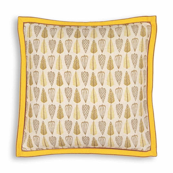 Housse coussin Carrileufù en lin jaune