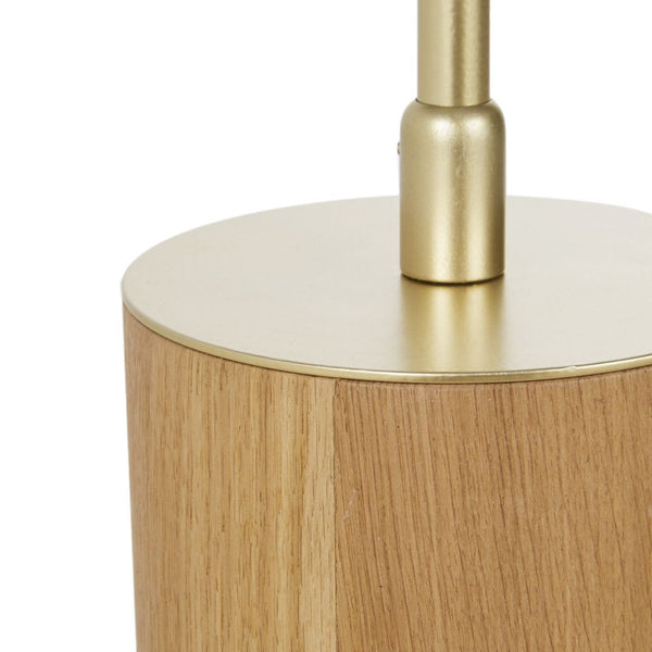 Lampadaire Kyll, en métal doré, chêne et 3 globes en verre