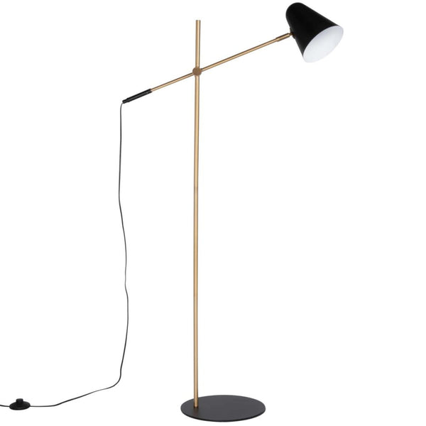 Lampadaire Sarre, en métal doré et noir