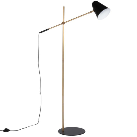 Lampadaire Sarre, en métal doré et noir