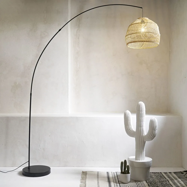 Lampadaire Fare métal et rotin