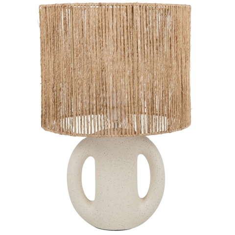 Lampe Aigronne, en céramique écrue et abat-jour en jute