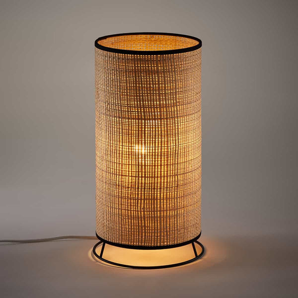 Lampe à poser Rhone en raphia et métal naturel