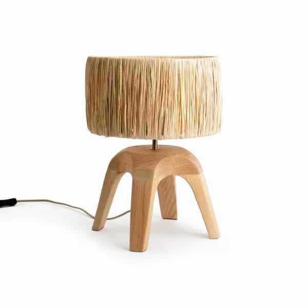 Lampe A Poser San Francisco en chêne et raphia naturel