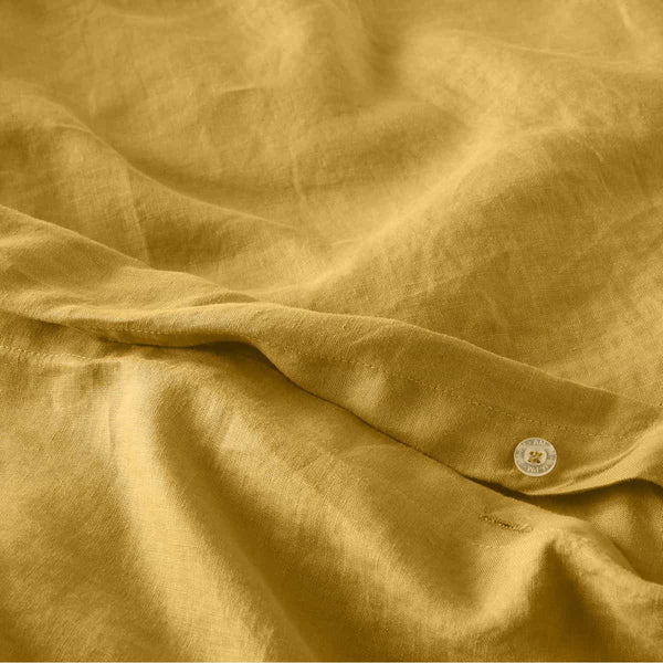 Housse de couette Roanne en lin lavé jaune curry
