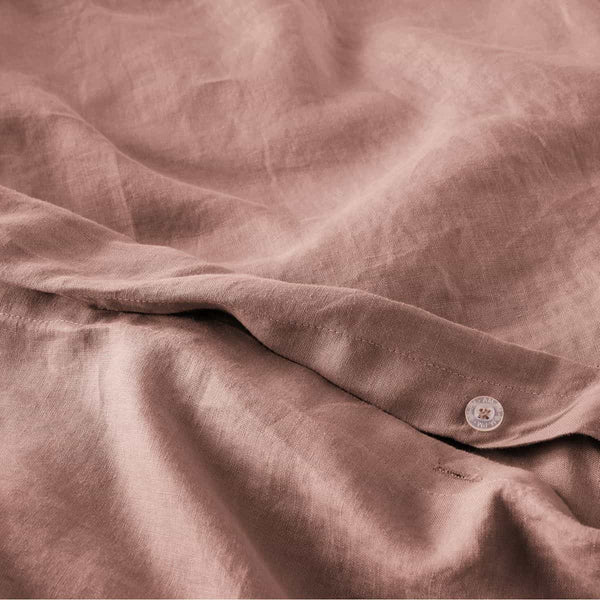 Housse de couette Roanne en lin lavé rose boisé