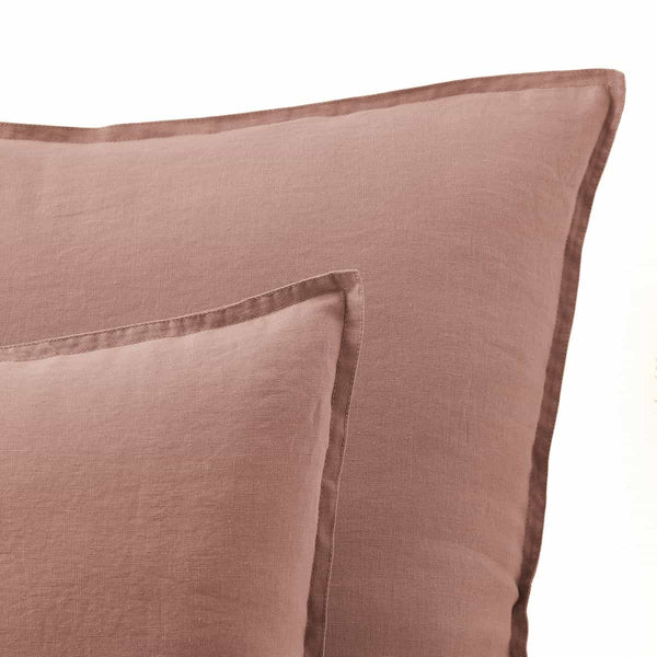 Taie d'oreiller Roanne en lin lavé rose boisé