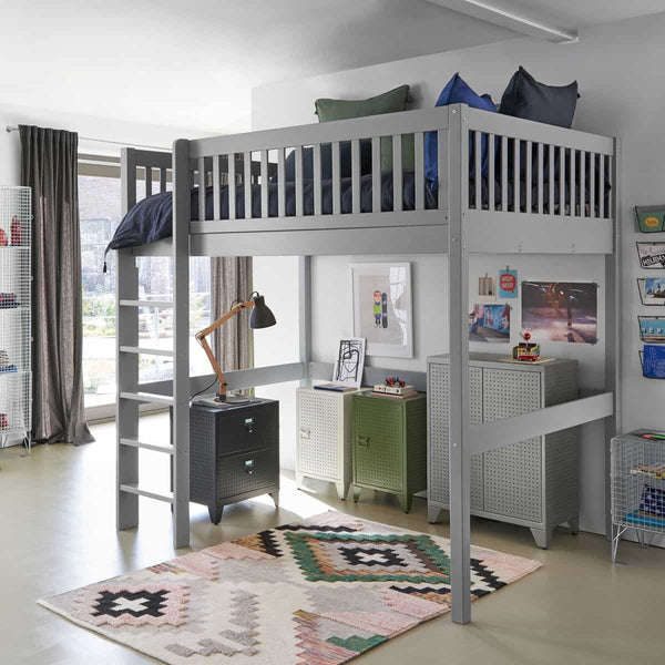 Lit mezzanine couchage Langladure en tilleul gris clair