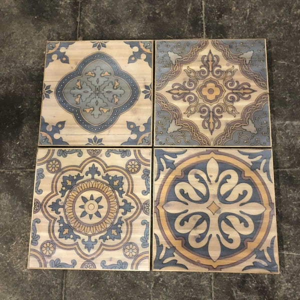 Set de 8 Plaques Acatlàn en bois bleu
