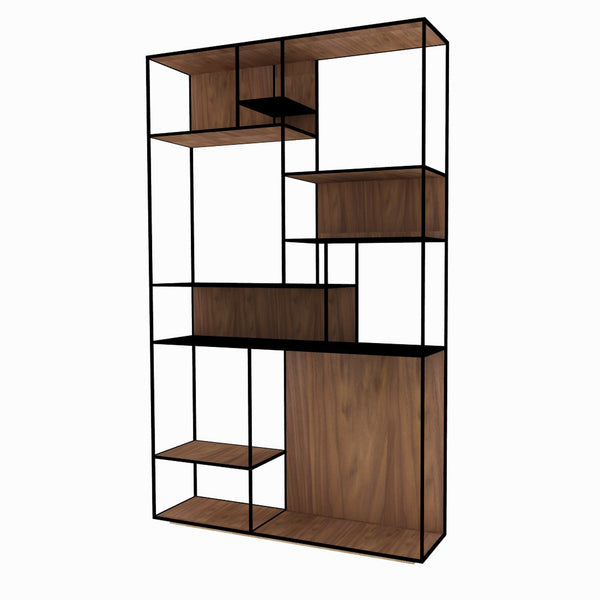 Etagère sur mesure Meduna métal et bois foncé