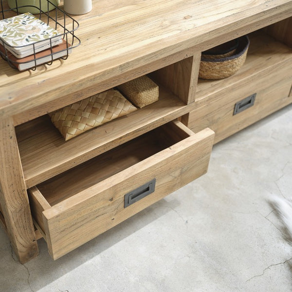 Meuble TV en bois de Teck recyclé 160 naturel
