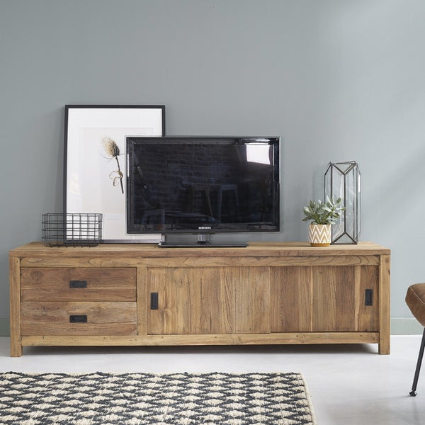 Meuble TV en bois de teck recyclé 180 naturel