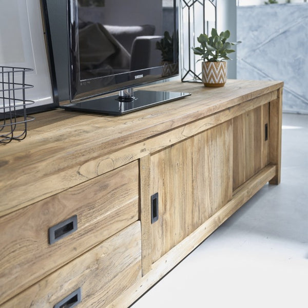 Meuble TV en bois de teck recyclé 180 naturel