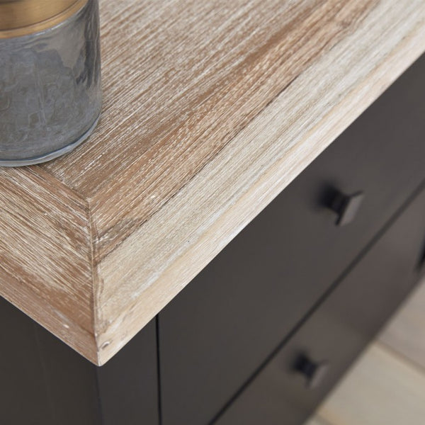 Meuble TV en bois d'acajou noir et teck naturel 180 BONNAL, noir