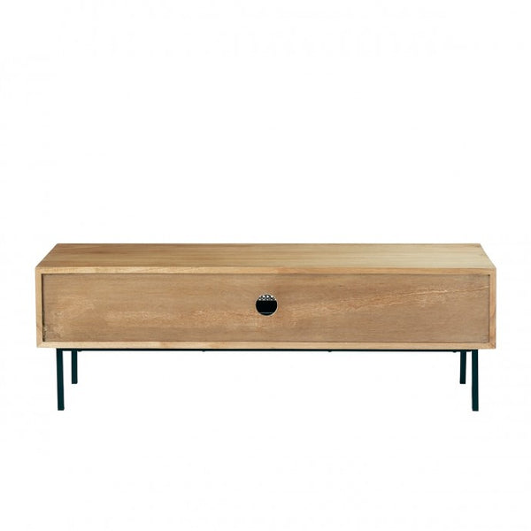 Meuble TV en bois de mindy et cannage 140 JOTTY, naturel