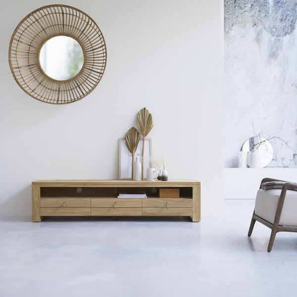 Meuble TV Vosges en teck naturel