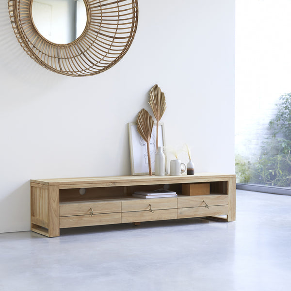 Meuble TV Vosges en teck naturel