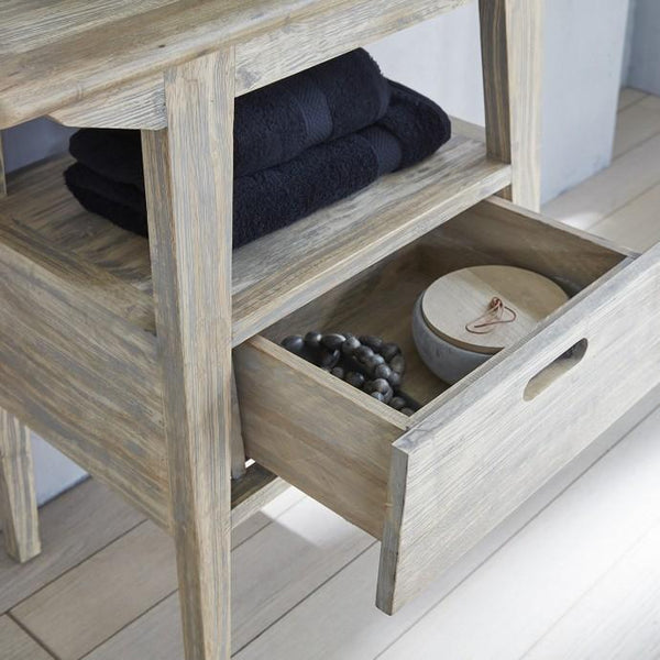 Meuble de salle de bain en bois d'hévéa ALFELD,gris