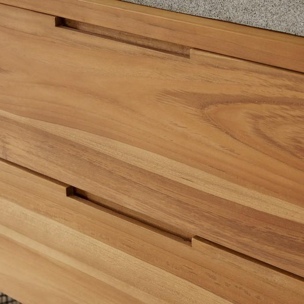 Meuble de salle de bain suspendu en bois de teck naturel