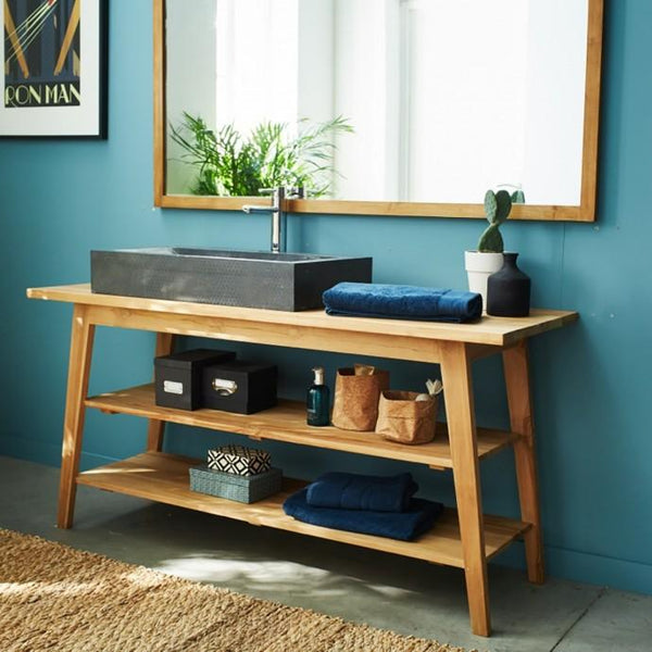 Meuble de salle de bain en bois de teck CÉLAC, naturel