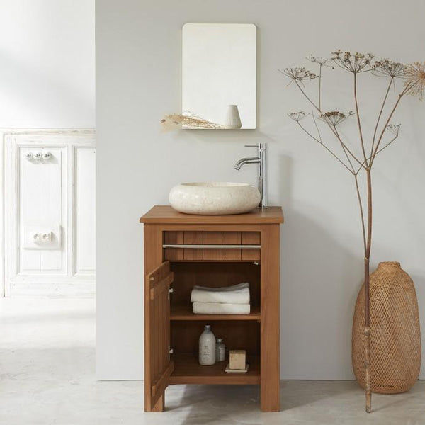 Meuble de salle de bain en bois de teck naturel