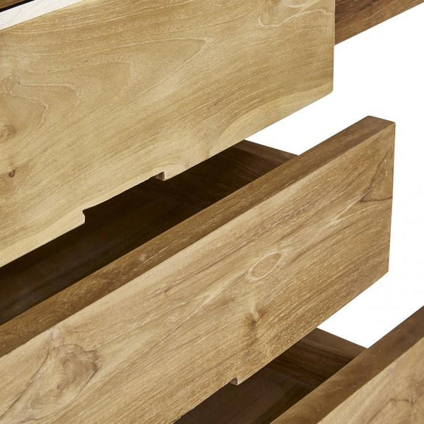 Meuble de salle de bain suspendu en bois de teck RILLÉ,naturel