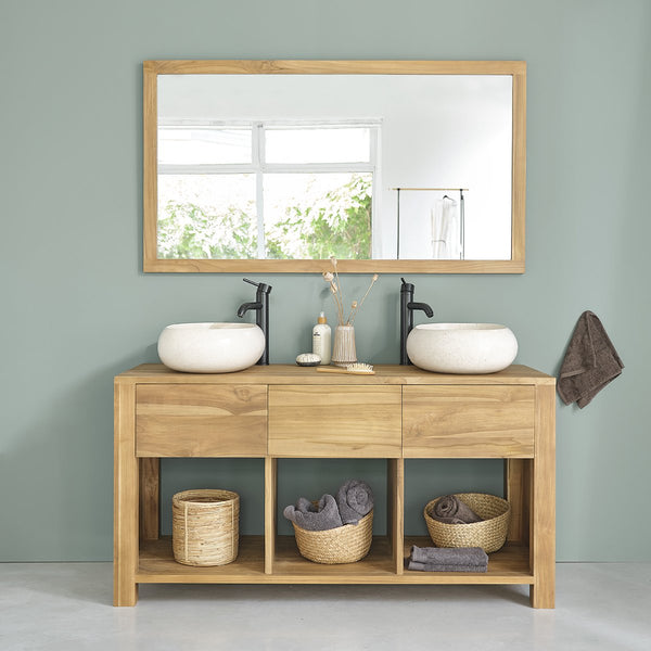 Meuble de salle de bain en bois de teck SOLOGNE, naturel