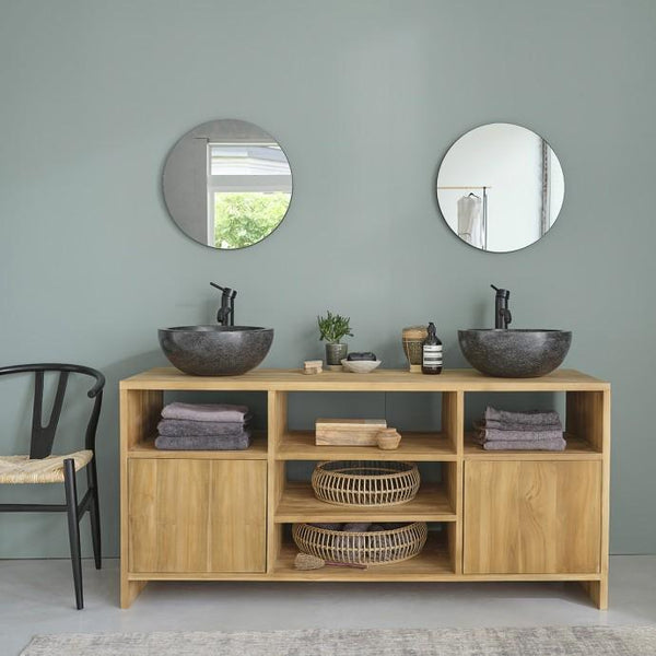 Meuble de salle de bain en bois de teck SOLOGNE, naturel