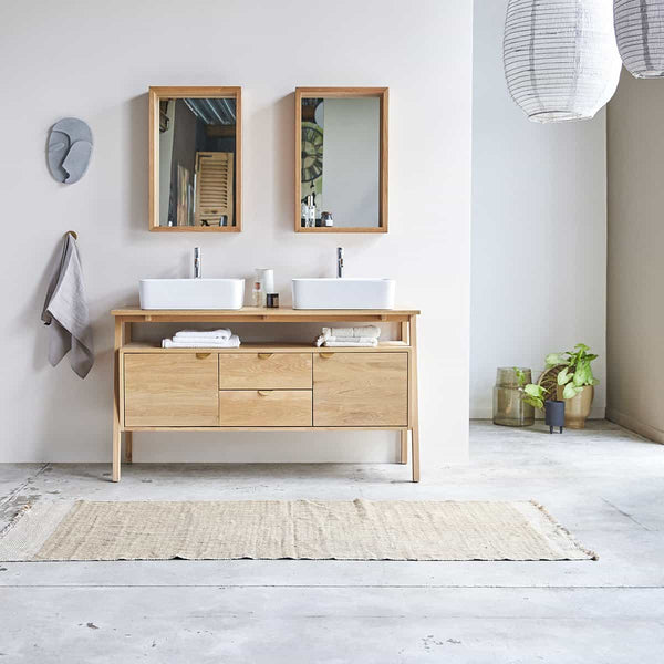 Meuble bas de salle de bain Cilaos en chêne naturel