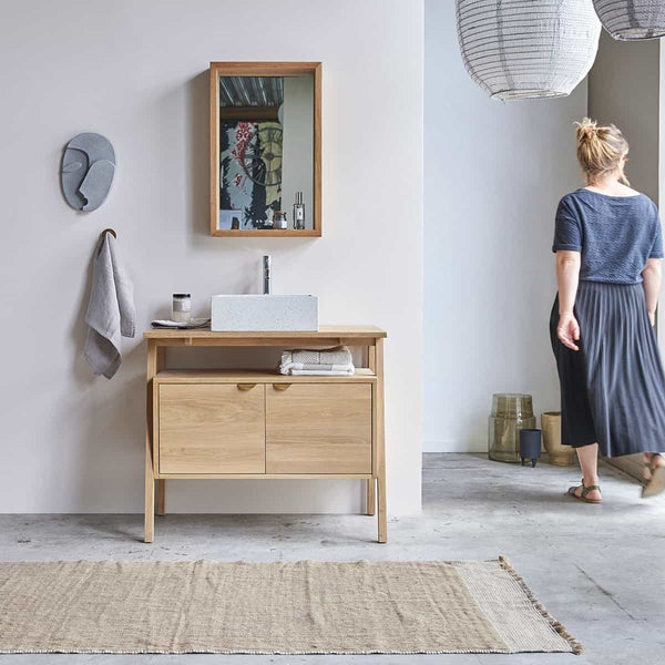 Meuble bas de salle de bain Cilaos en chêne naturel