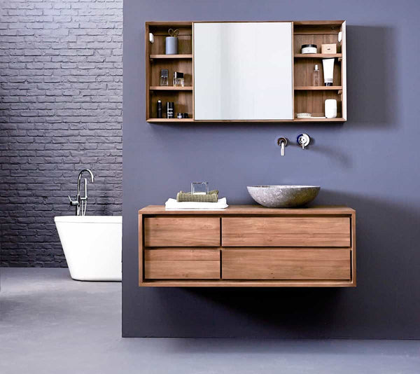 Meuble bas de salle de bain Dese en teck naturel