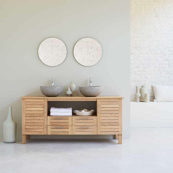 Meuble bas de salle de bain Isonzo en chêne naturel